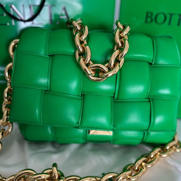 Bottega Veneta Green Crossbody Bag with Gold Chain - Picture 2 of 3